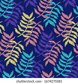 Seamless pattern nature plant.Botanical floral background.Design for home decor, fabric, carpet, wrapping. Vector illustration.