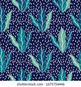 Seamless pattern nature plant.Botanical floral background.Design for home decor, fabric, carpet, wrapping. Vector illustration.