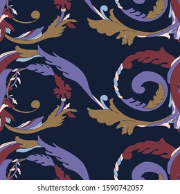 Seamless pattern nature vintage style.Floral classic ornament.Design for home decor, fabric, carpet, wrapping.Vector illustration.