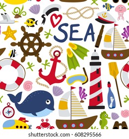 seamless pattern with nautical element - vector illustration, eps
