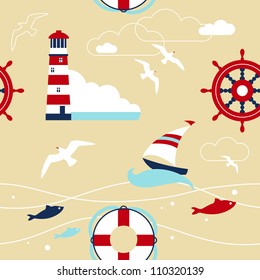 Seamless pattern with nautical elements