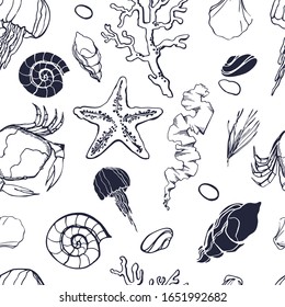 Seamless pattern with nautical elements
