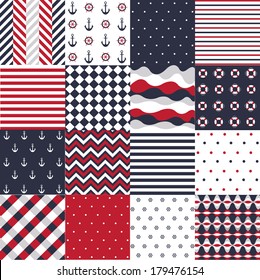 Seamless pattern with nautical elements