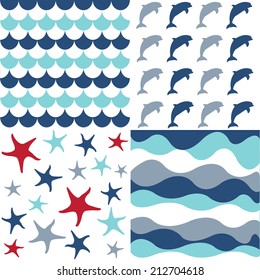 Seamless pattern with nautical elements