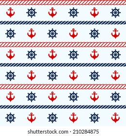 Seamless pattern with nautical elements. Vector illustration