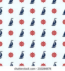Seamless pattern with nautical elements. Vector illustration