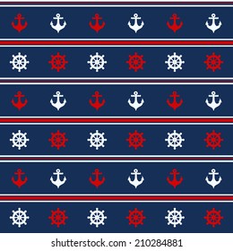 Seamless pattern with nautical elements. Vector illustration