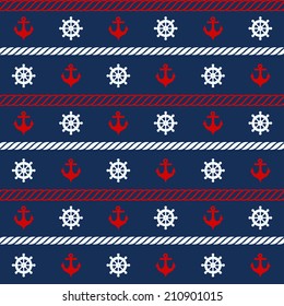 Seamless pattern with nautical elements. Vector illustration