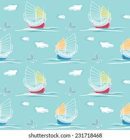 Seamless pattern with nautical elements.vector background