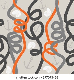 Seamless pattern with nautical or marine elements. Square format suitable for wallpaper, fabric and wrapping