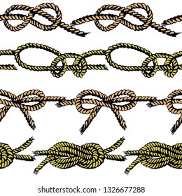 Seamless pattern of nautical rope knots.