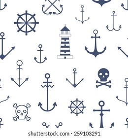 Seamless pattern with nautical symbols
