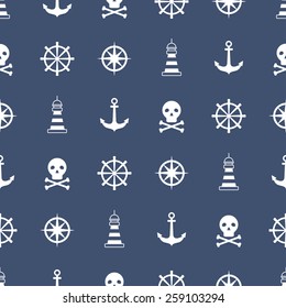 Seamless pattern with nautical symbols