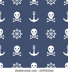 Seamless pattern with nautical symbols