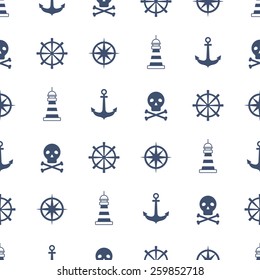 Seamless Pattern With Nautical Symbols