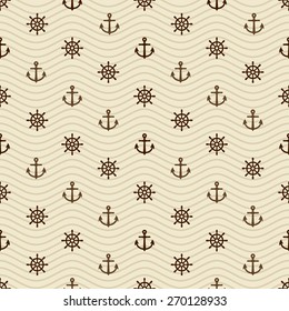  seamless pattern with nautical symbols (anchor and helm ) for design fabric,backgrounds, package, wrapping paper, covers, fashion