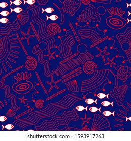 Seamless pattern with a nautical theme. Summer design for covers, fabrics, textiles, packaging, wrapping paper, wallpaper.