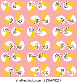 Seamless pattern of Nautilus, vector illustration