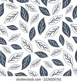 Seamless Pattern Navy Grey leaf, Vector illustration