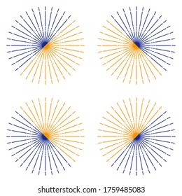 Seamless pattern with navy and orange lines and white background.