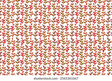 Seamless pattern with neatly arranged colorful leaf motifs. Suitable for backgrounds, fabric designs, product packaging, or other decorative elements. 