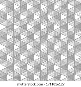 Seamless pattern with Necker cube optical illusion. Rhombille seamlessly tiling. 