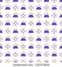 Seamless pattern with needle bar, pins. Sewing and needlework background. Template for design, fabric, print.