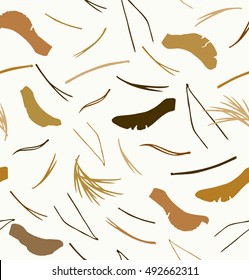 Seamless pattern with needles and seeds. Nature graphic background, vector texture