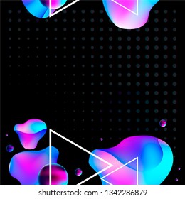 Seamless pattern neon 3d geometric banner trend space lines volume abstract black background