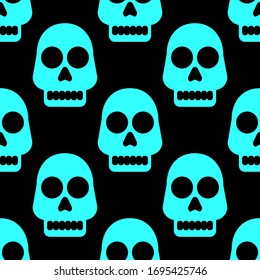 Seamless pattern with neon colored skulls. Modern print. Stylish vector illustration.