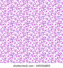Seamless pattern with neon ink pen drawings. Doodle sketch. Gradient outlines on white background. Trendy texture for digital paper, fabric, decorative backdrops, wrapping. Vector illustration. EPS10