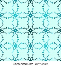 Seamless pattern with neon snowflakes on a dark background. Celebratory background. Vector illustration.