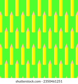 Seamless pattern neon yellow pencils.Kids school stationery Doodles drawn by yellow pencils.Art and creativity, pack for drawing.Vector illustration.