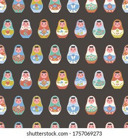 Seamless pattern with nesting dolls. Vector graphics.