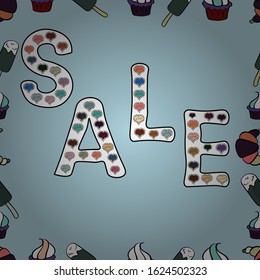 Seamless pattern. Neutral, black and white friday, magic sale, logotype, print, text for sell out, clearance sale, promo of fashion, floristic. Vector of calligraphy summer sale, favourite brands.