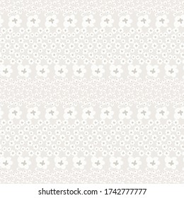 
Seamless pattern. Neutral cream flower blooms background. Elegant minimal off white beige linen texture. Stylish damask all over