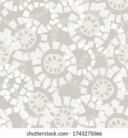 
Seamless pattern. Neutral cream polka dot circle background. Elegant minimal off white beige linen texture. Stylish dotty all over print.