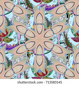 Seamless pattern with neutral, green and blue flowers. Floral watercolor seamless background. Vector textile print for bed linen, jacket, package design, fabric and fashion concepts.