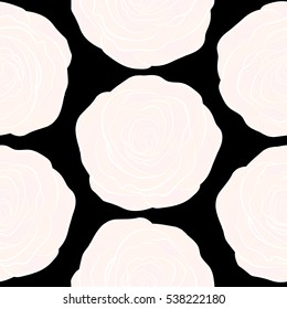 Seamless pattern with neutral rose flowers, vector floral illustration in vintage style.