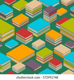 Seamless pattern of new 3d colorful books and tutorials. Isometric flat class books and textbooks wallpaper. Education symbol background. Illustration vector art.