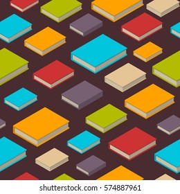 Seamless pattern of new 3d colorful books and tutorials. Isometric flat class books and textbooks wallpaper. Education symbol background. Illustration vector art.