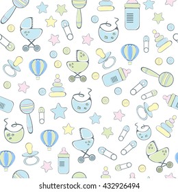 Seamless Pattern For New Born Baby - Vector Illustration