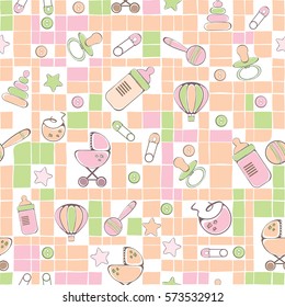 Seamless pattern for new born baby - vector illustration