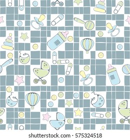 Seamless pattern for new born baby - vector illustration