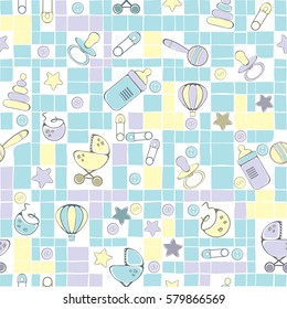 Seamless pattern for new born baby - vector illustration