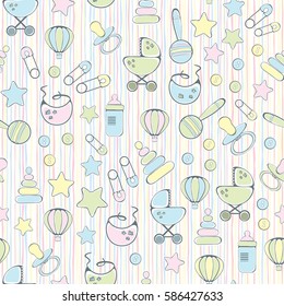 Seamless pattern for new born baby - vector illustration