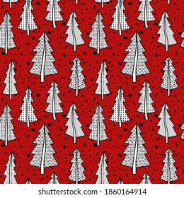 Seamless pattern of new Christmas trees. Vector background on a winter theme.