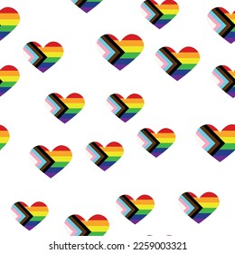 Nahtloses Muster mit neuer Blindflagge, Herz, Text, Blume und Fahne. Schwuler Stolz. Pride Month. Liebe, Freiheit, Unterstützung lgbtq