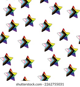Seamless pattern with new lgbt flag, hearts, text, flower and flag. Gay pride. Pride Month. Love, freedom, support lgbtq
