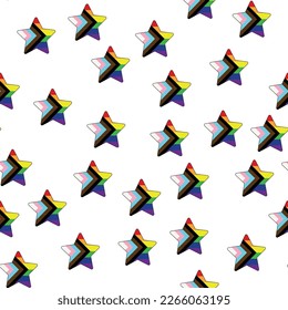 Patrón sin brillo con nueva bandera lgbt, corazones, texto, flor y bandera. Orgullo gay. Mes del Orgullo. Amor, libertad, apoyo lgbtq
